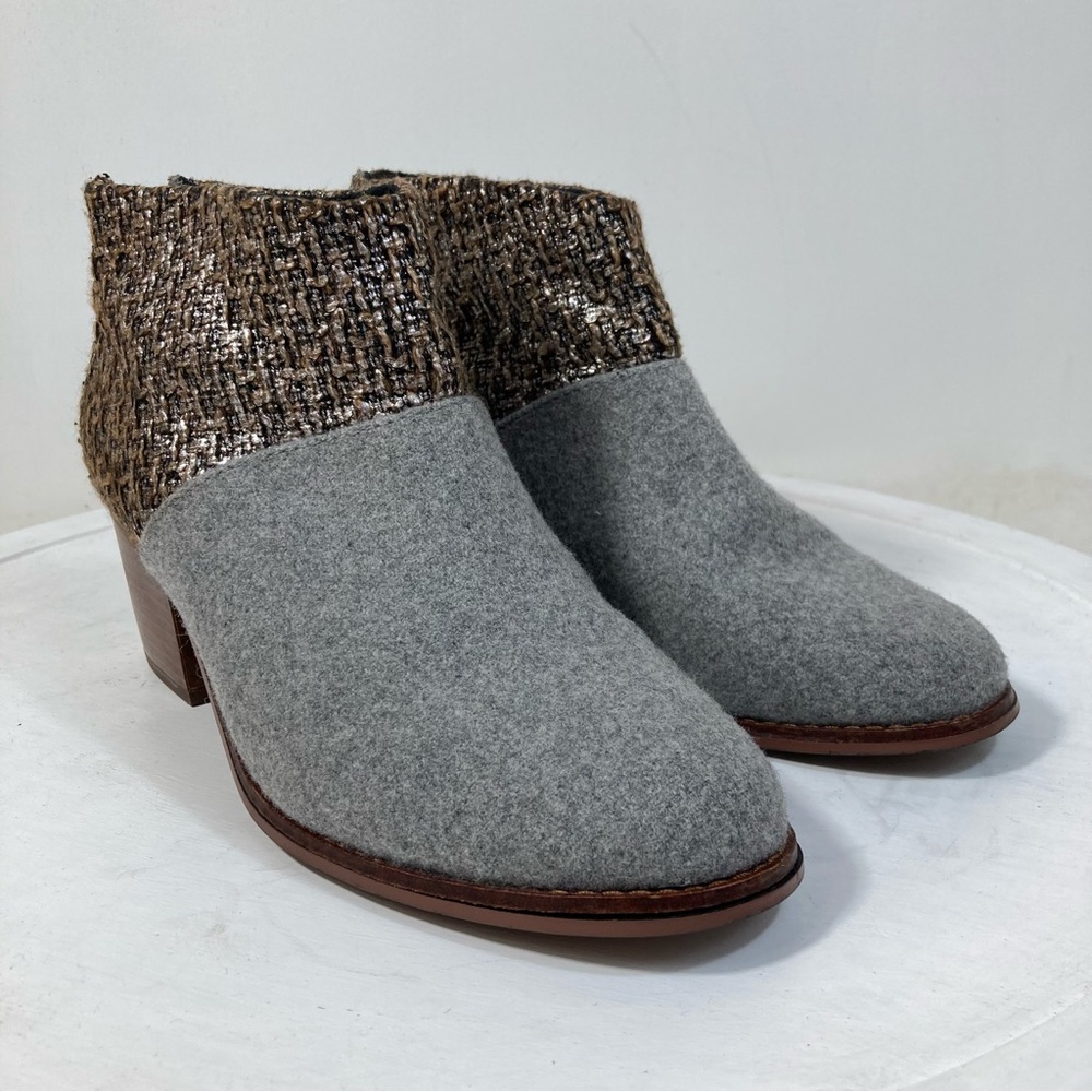 TOMS Leila Felt Shine Boucle Bootie In Gray